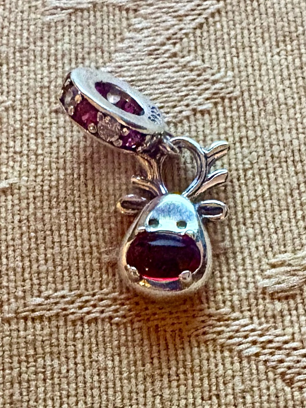 New PANDORA Red Nose Reindeer Murano Dangle Charm in pouch Let your Light Shine